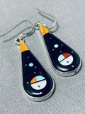 Planets Inlay Native American Navajo Turquoise Sterling Silver Inlay Earrings-Nativo Arts