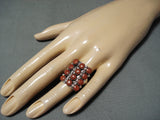 Elonda Waco Signed Native American Zuni Coral Sterling Silver Ring-Nativo Arts
