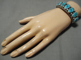 Amazing Rue Rose Vintage Native American Navajo Turquoise Sterling Silver Bracelet Old Cuff-Nativo Arts