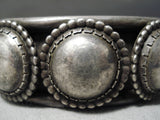 Early Hand Tooled Heavy Vintage Native American Navajo Sterling Silver Button Bracelet Old-Nativo Arts