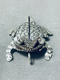 Ben Benally Native American Navajo Sterling Silver Toad Pin Pendant-Nativo Arts
