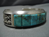 Museum Quality Vintage Native American Navajo Royston Turquoisr Thick Sterling Silver Bracelet-Nativo Arts
