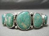 Chunky Royston Turquoise Sterling Silver Vintage Native American Navajo Bracelet-Nativo Arts