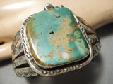 Museum Vintage Native American Navajo Squared Royston Turquoise Sterling Silver Bracelet Old-Nativo Arts