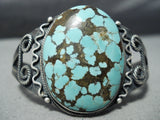 Wow Vintage Native American Navajo Domed #8 Turquoise Sterling Silver Swirl Bracelet-Nativo Arts