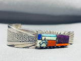 One Of Best Vintage Native American Navajo Dave Tune Turquoise Inlay Sterling Silver Bracelet-Nativo Arts