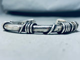 Native American Authentic Heavy Orville Tsinnie Wire Sterling Silver Bracelet Old-Nativo Arts