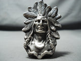 Heavy 41 Gram San Felipe Sterling Silver Chief Head Ring-Nativo Arts