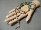 Rare Native American Navajo Green Turquoise Sterling Silver Rosary Necklace-Nativo Arts