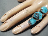 Fascinating Vintage Native American Navajo Old Kingman Turquoise Sterling Silver Ring Old-Nativo Arts