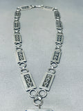 Timmy Yazzie Important Vintage Native American Navajo Side Inlay Sterling Silver Necklace-Nativo Arts