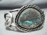 Rare Dense Fool's Gold Vintage Native American Navajo Turquoise Sterling Silver Bracelet-Nativo Arts