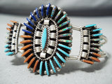 Colorful Native American Zuni Turquoise Coral Opal Lapis Sterling Silver Bracelet-Nativo Arts