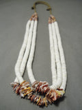 One Most Unusual Vintage Santo Domingo White Shell Native American Necklace Old-Nativo Arts