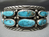 Huge Vintage Native American Navajo Chunky Turquoise Sterling Silver Bracelet Old-Nativo Arts