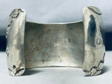 Wide Massive Intricate Vintage Native American Navajo Turquoise Sterling Silver Bracelet-Nativo Arts
