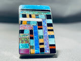 Native American One Of Most Intricate Ever Santo Domingo Turquoise Inlay Sterling Silver Ring-Nativo Arts