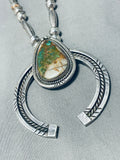 Longer 34' Vintage Native American Navajo Royston Turquoise Sterling Silver Necklace Old-Nativo Arts