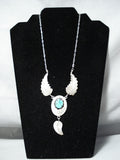 Marie Thompson Native American Navajo Sleeping Beauty Turquoise Sterling Silver Necklace-Nativo Arts