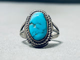 Gorgeous Vintage Native American Navajo Morenci Turquoise Sterling Silver Ring-Nativo Arts