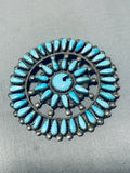 Exceptional Vintage Native American Navajo Turquoise Sterling Silver Pin-Nativo Arts