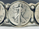Tremendous San Felipe Signed Sterling Silver Coins Bracelet-Nativo Arts