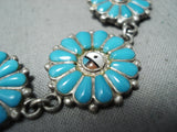 Unique Vintage Native American Zuni Blue Gem Turquoise Sterling Silver Bracelet Old-Nativo Arts