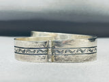 One Of The Most Unique Ever Vintage Native American Navajo Croal Sterling Silver Hinge Bracelet-Nativo Arts
