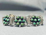 Native American Link Cerrillos Turquoise Vintage Navajo Sterling Silver Chain Bracelet-Nativo Arts