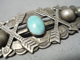 Marvelous Vintage Navajo Turquoise Sterling Silver Pin Native American Old-Nativo Arts