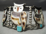 Incredibly Intricate Vintage Native American Zuni Owl Turquoise Sterling Silver Bracelet Old-Nativo Arts