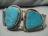 Important Vintage Native American Navajo Will Yazzie #8 Turquoise Sterling Silver Bracelet Old-Nativo Arts