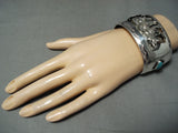 Wolfpack!! Detailed Native American Navajo Turquoise Sterling Silver Bracelet-Nativo Arts