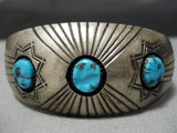 Rare Vintage Native American Navajo Bursting Concho Turquoise Sterling Silver Bracelet Old-Nativo Arts