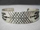 X Marks The Spot Vintage Native American Navajo Hand Tooled Sterling Silver Bracelet Old-Nativo Arts