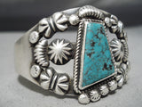 Kirk Smith Vintage Native American Navajo Authentic Sterling Silver Turquoise Bracelet-Nativo Arts