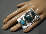 Astonishing Vintage Native American Navajo Blue Gem Turquoise Sterling Silver Ring-Nativo Arts