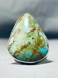 Huge Native American Green Turquoise Sterling Silver Ring-Nativo Arts