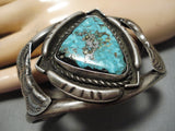 Vintage Native American Navajo Triangular Spiderweb Turquoise Sterling Silver Bracelet-Nativo Arts