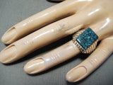 Stunning Native American Navajo Spiderweb Turquoise Sterling Silver Ring-Nativo Arts