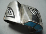 One Of The Best Vintage Native American Navajo Turquoise Sterling Silver Technique Bracelet-Nativo Arts