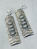 Unbelievable Native American Navajo Sterling Silver Dangle Earrings Signed Del Secatero-Nativo Arts