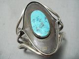 Towering Vintage Native American Navajo Turquoise Sterling Silver Shadow Bracelet Old-Nativo Arts
