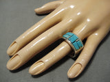 Impressive Vintage Native American Navajo Blue Gem Turquoise Vic Thomson Sterling Silver Ring-Nativo Arts