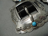 Important Vintage Native American Navajo Nila Turquoise Sterling Silver Bracelet Cuff Old-Nativo Arts