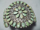 Very Rare Vintage Native American Navajo Green Turquoise Sterling Silver Bracelet Old-Nativo Arts