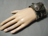So Heavy Huge Native American Navajo Buffalo Sterling Silver Bracelet-Nativo Arts