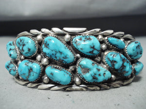 Signed Vintage Native American Zuni Old Kingman Turquoise Sterling Silver Bracelet-Nativo Arts