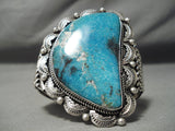 Colossal Navajo Blue Diamond Turquoise Sterling Silver Native American Bracelet-Nativo Arts