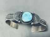 Exceptional Native American Navajo Kingman Turquoise Sterling Silver Bracelet G.hale-Nativo Arts